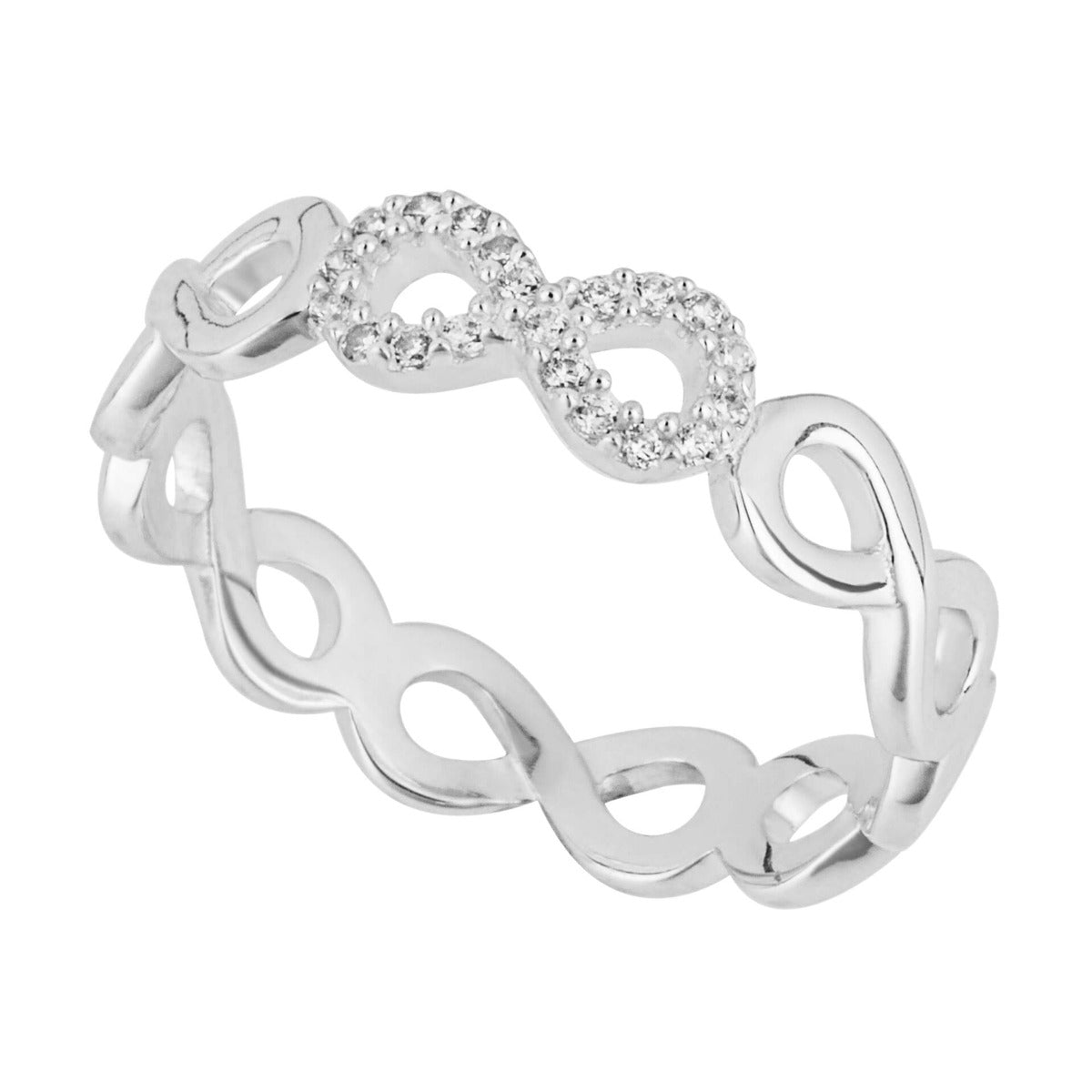 Gecko Jewellery Recycled Sterling Silver Infinity Eternity Ring with CZ