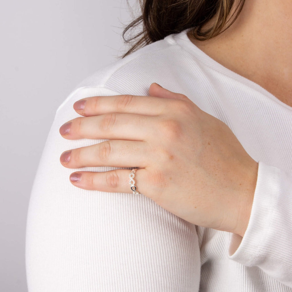 Gecko Jewellery Recycled Sterling Silver Infinity Eternity Ring with CZ