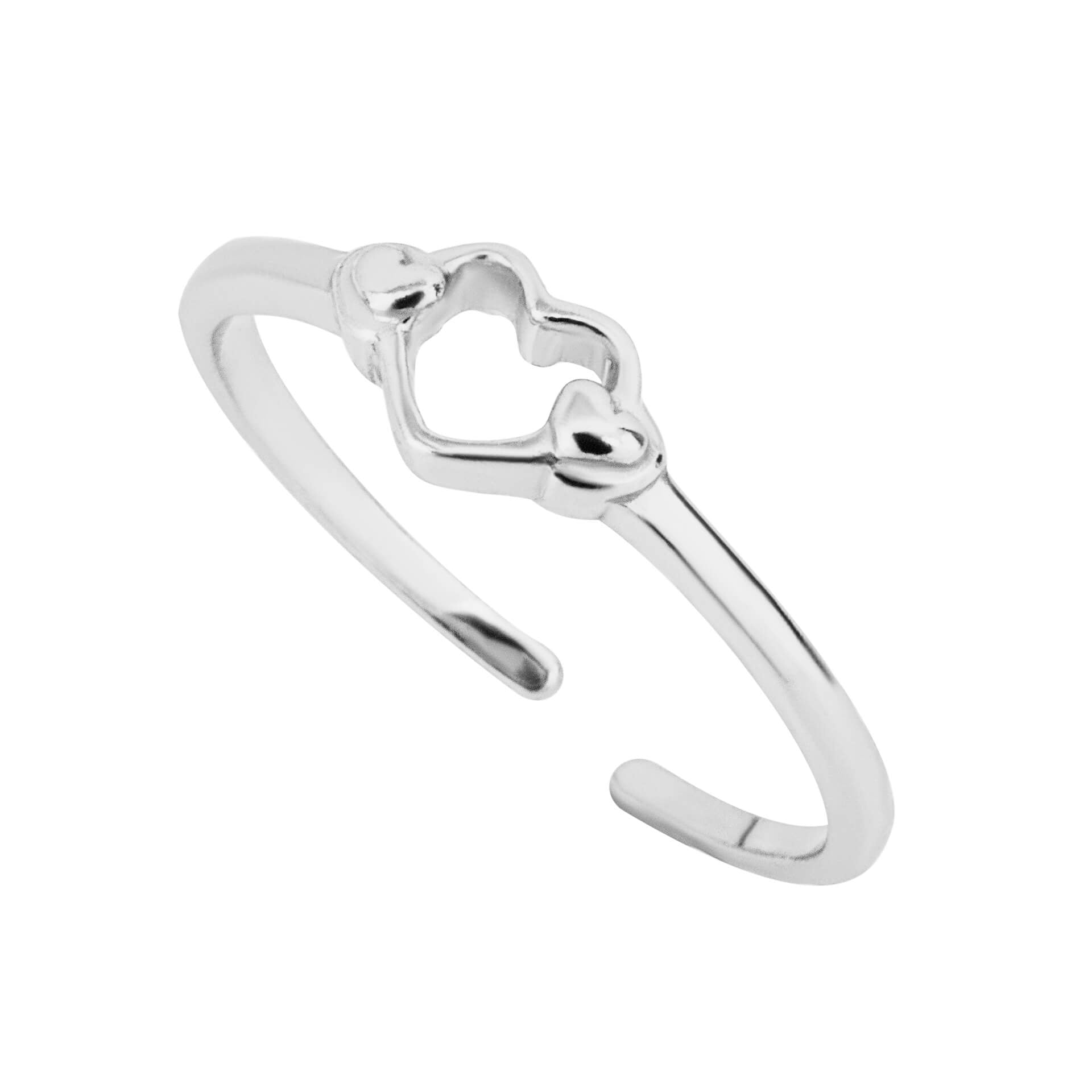 Gecko Jewellery Open Heart Toe Ring | Adjustable Sterling Silver Band