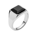 Gecko Jewellery Stainless Steel Signet Ring with Semi Precious Stone