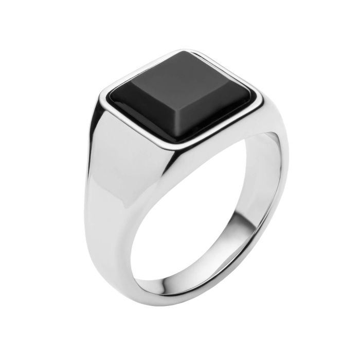 Gecko Jewellery Stainless Steel Signet Ring with Semi Precious Stone