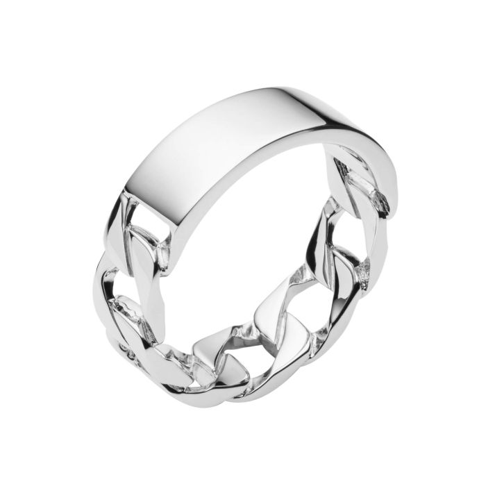 Gecko Jewellery ID Bar Curb Chain Ring - Recycled Sterling Silver