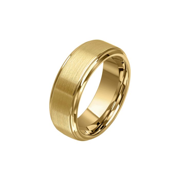 Gecko Jewellery Brushed Gold Plated Tungsten Ring – Polished Edges