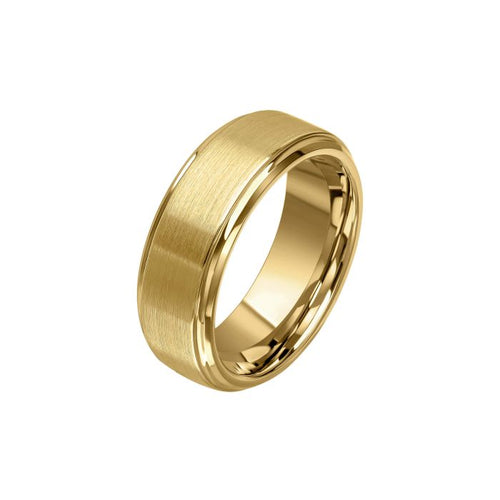Gecko Jewellery Brushed Gold Plated Tungsten Ring – Polished Edges
