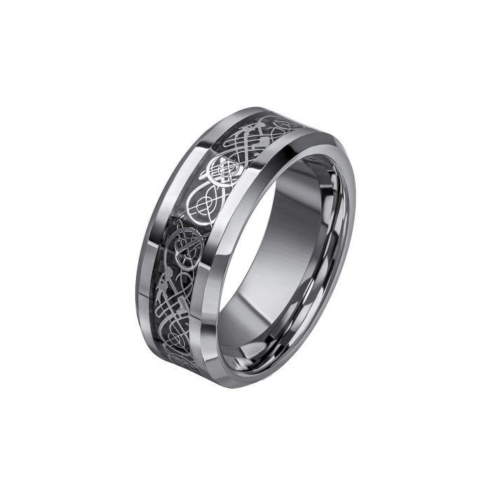 Gecko Jewellery Filigree Tungsten Ring – Elegant Men's Durable Band