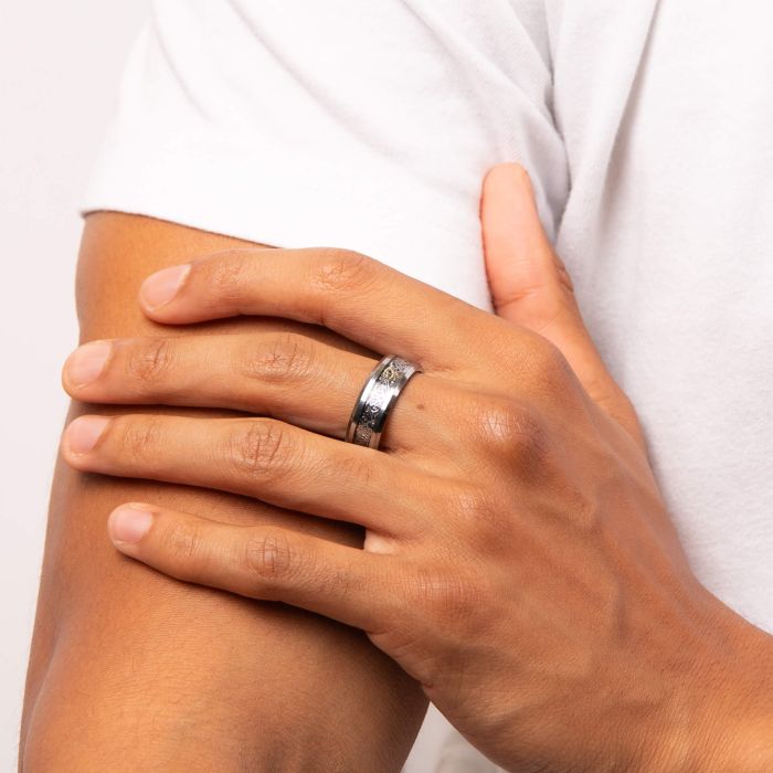 Gecko Jewellery Filigree Tungsten Ring – Elegant Men's Durable Band