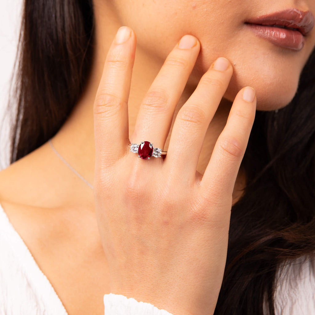 Diamonfire Oval Trilogy Ring | Sterling Silver Zirconia Jewellery