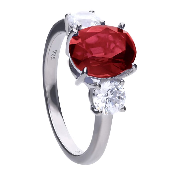 Diamonfire Oval Trilogy Ring | Sterling Silver Zirconia Jewellery