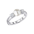 Diamonfire Shell Pearl and Zirconia Trilogy Ring in Sterling Silver