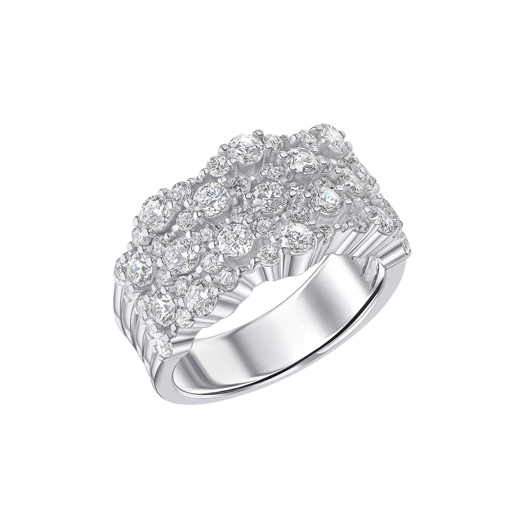 Diamonfire Zirconia Cluster Ring – Sterling Silver Statement Jewellery