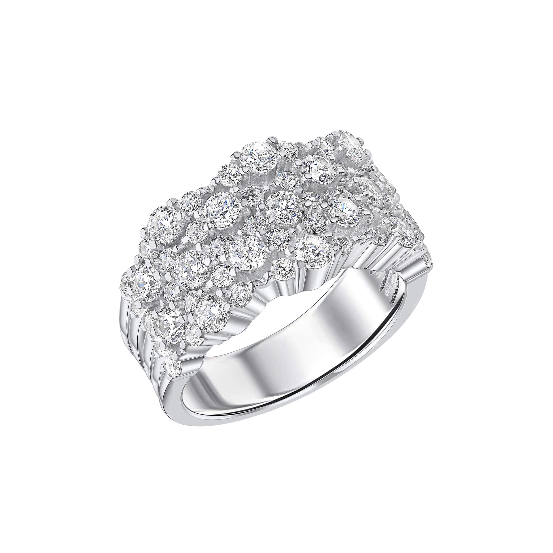 Diamonfire Zirconia Cluster Ring – Sterling Silver Statement Jewellery