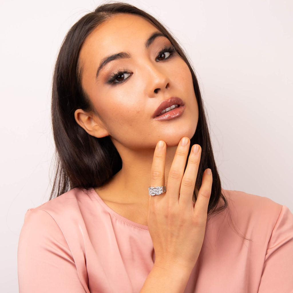 Diamonfire Zirconia Cluster Ring – Sterling Silver Statement Jewellery