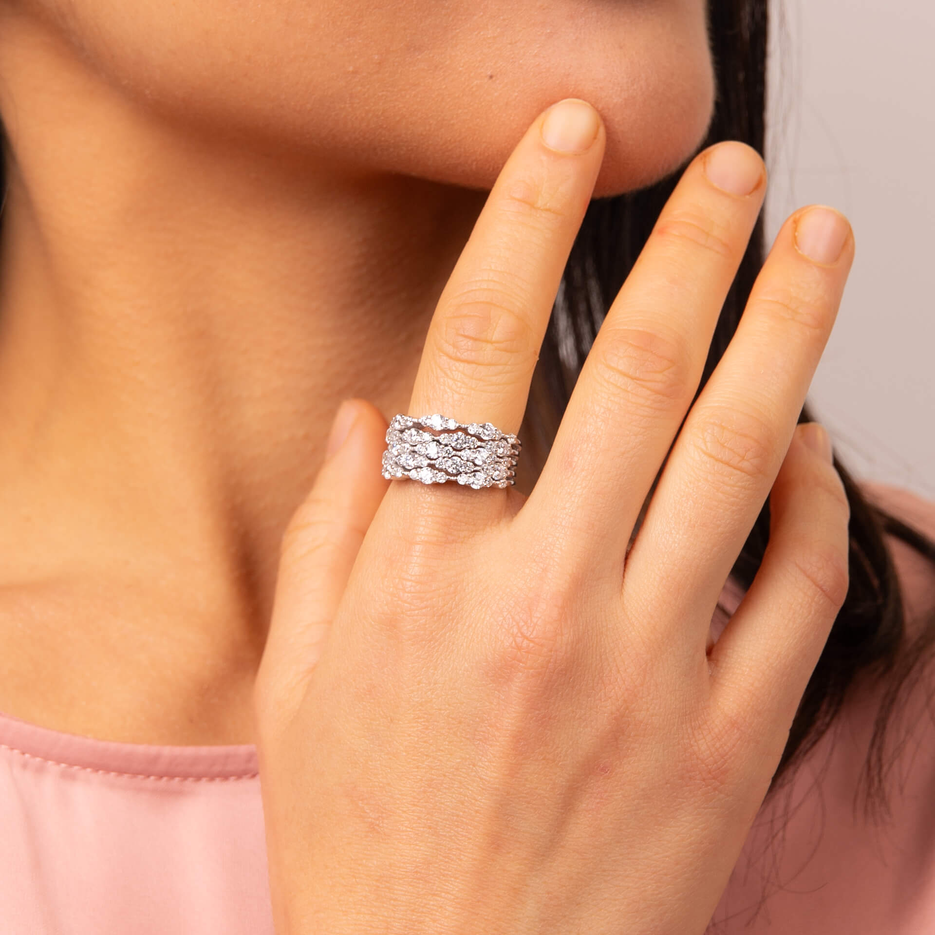 Diamonfire Zirconia Cluster Ring – Sterling Silver Statement Jewellery