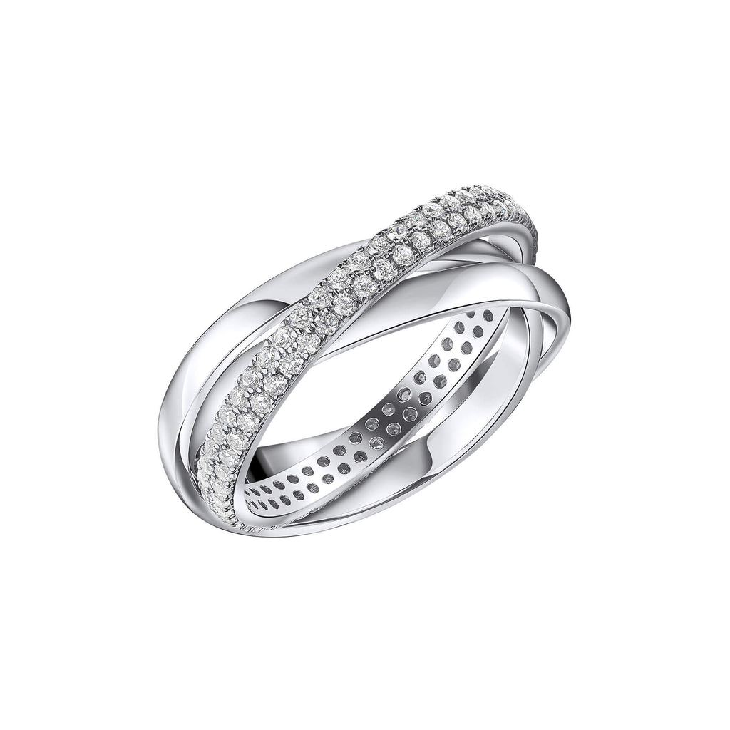 Diamonfire Triple Twist Ring | Sterling Silver and Zirconia Band