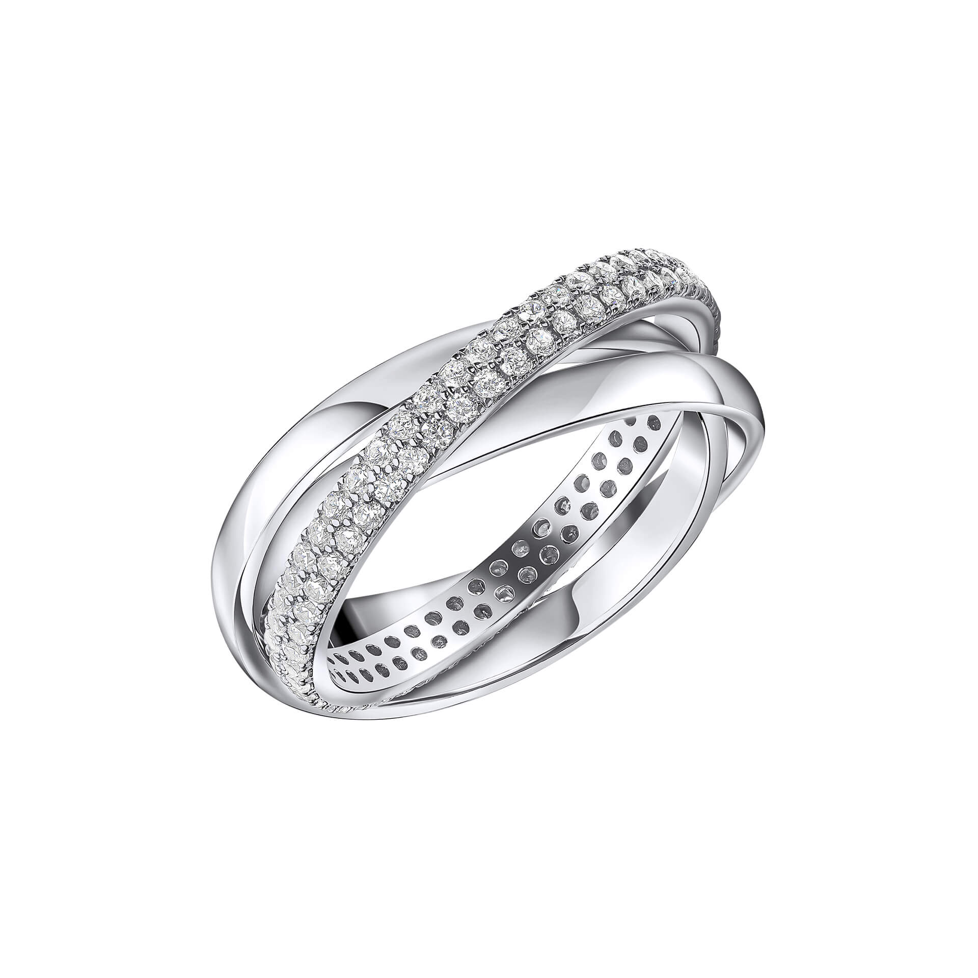 Diamonfire Triple Twist Ring | Sterling Silver and Zirconia Band