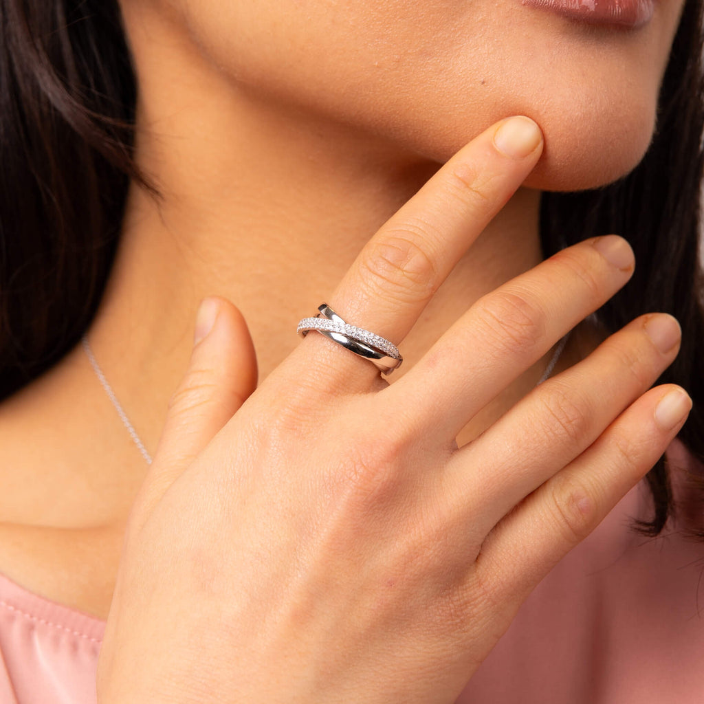 Diamonfire Triple Twist Ring | Sterling Silver and Zirconia Band
