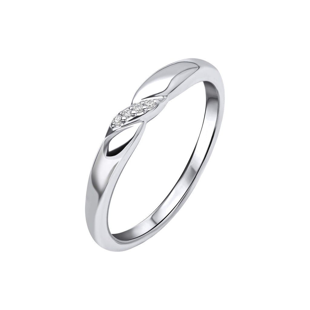 Gecko Jewellery Recycled Sterling Silver Twist Ring with Cubic Zirconia