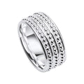 Gecko Jewellery Millegrain Wide Band Ring – Triple Row Silver Design
