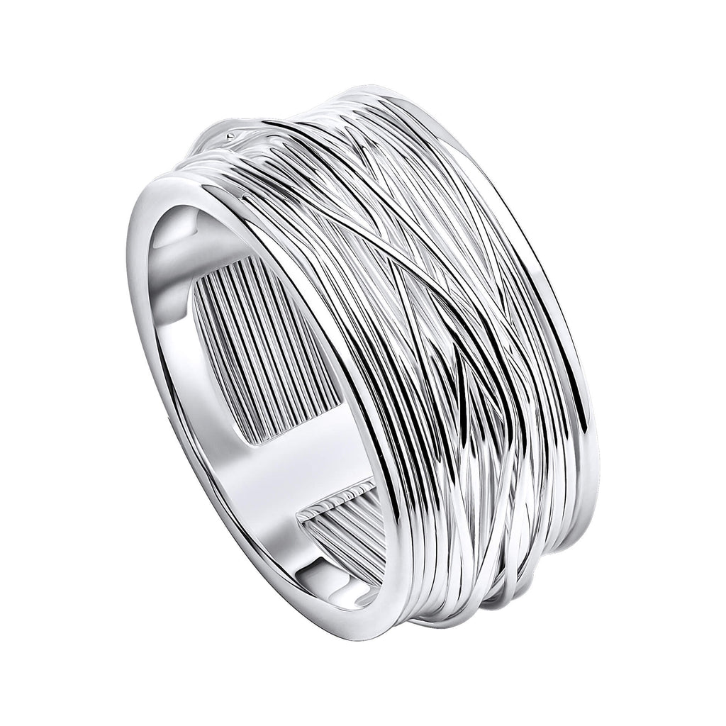 Gecko Jewellery Recycled Sterling Silver Wrapped Wire Wide Band Ring