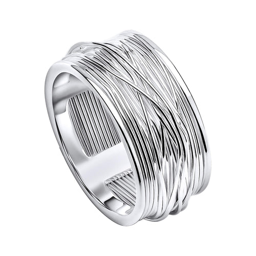 Gecko Jewellery Recycled Sterling Silver Wrapped Wire Wide Band Ring