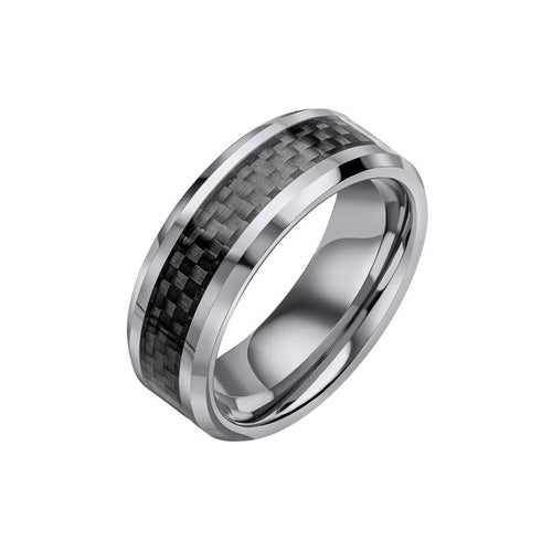 Gecko Jewellery Tungsten Ring with Black Carbon Fibre Inlay for Men
