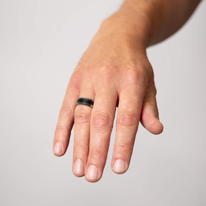 Gecko Jewellery Tungsten Ring with Black Carbon Fibre Inlay for Men