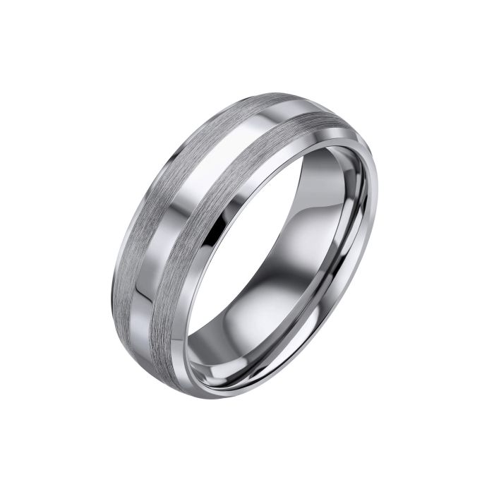 Gecko Jewellery Brushed and Polished Tungsten Ring for Men – 8mm