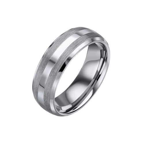 Gecko Jewellery Brushed and Polished Tungsten Ring for Men – 8mm
