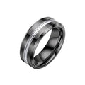 Gecko Jewellery Black Tungsten Ring – Polished Band with Central Groove