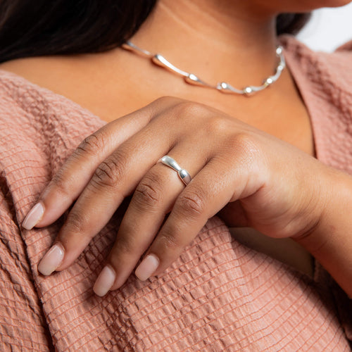 Gecko Jewellery Elongated Teardrop Ring – Recycled Sterling Silver