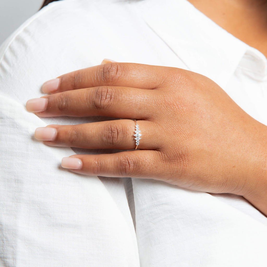 Gecko Jewellery | Graduated Marquise Cubic Zirconia Sterling Silver Ring