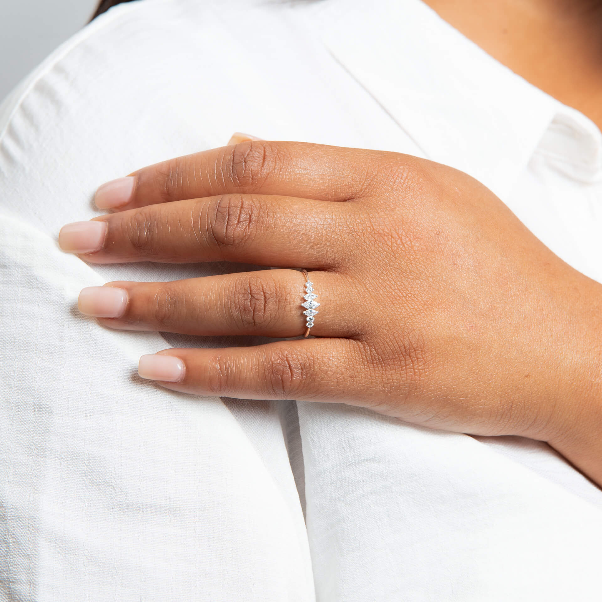 Gecko Jewellery | Graduated Marquise Cubic Zirconia Sterling Silver Ring