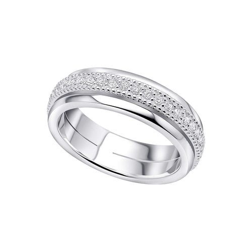 Gecko Jewellery Recycled Sterling Silver Cubic Zirconia Spinner Ring