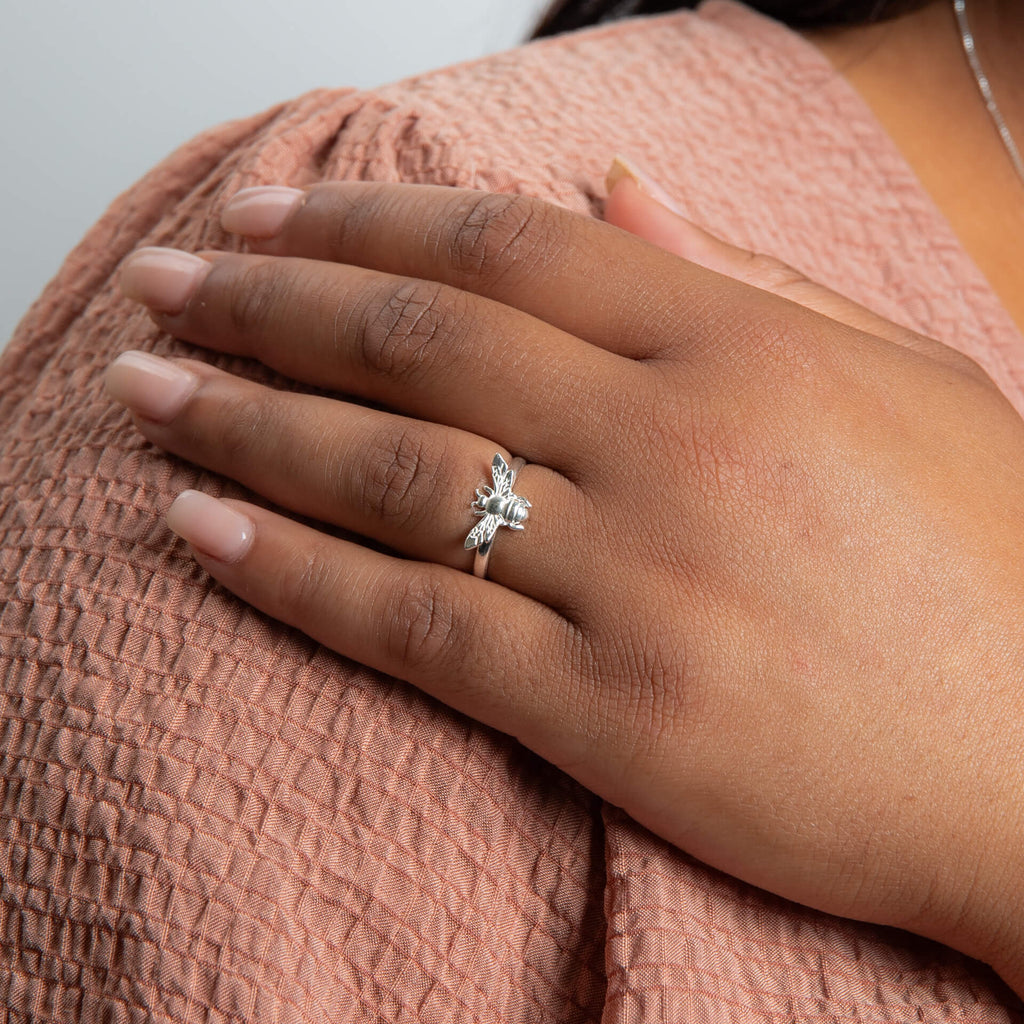 Bee Ring in Recycled Sterling Silver by Gecko Jewellery Retail