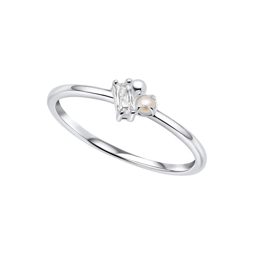 Gecko Jewellery Dainty Cluster Ring – Sterling Silver Pearl & Zirconia