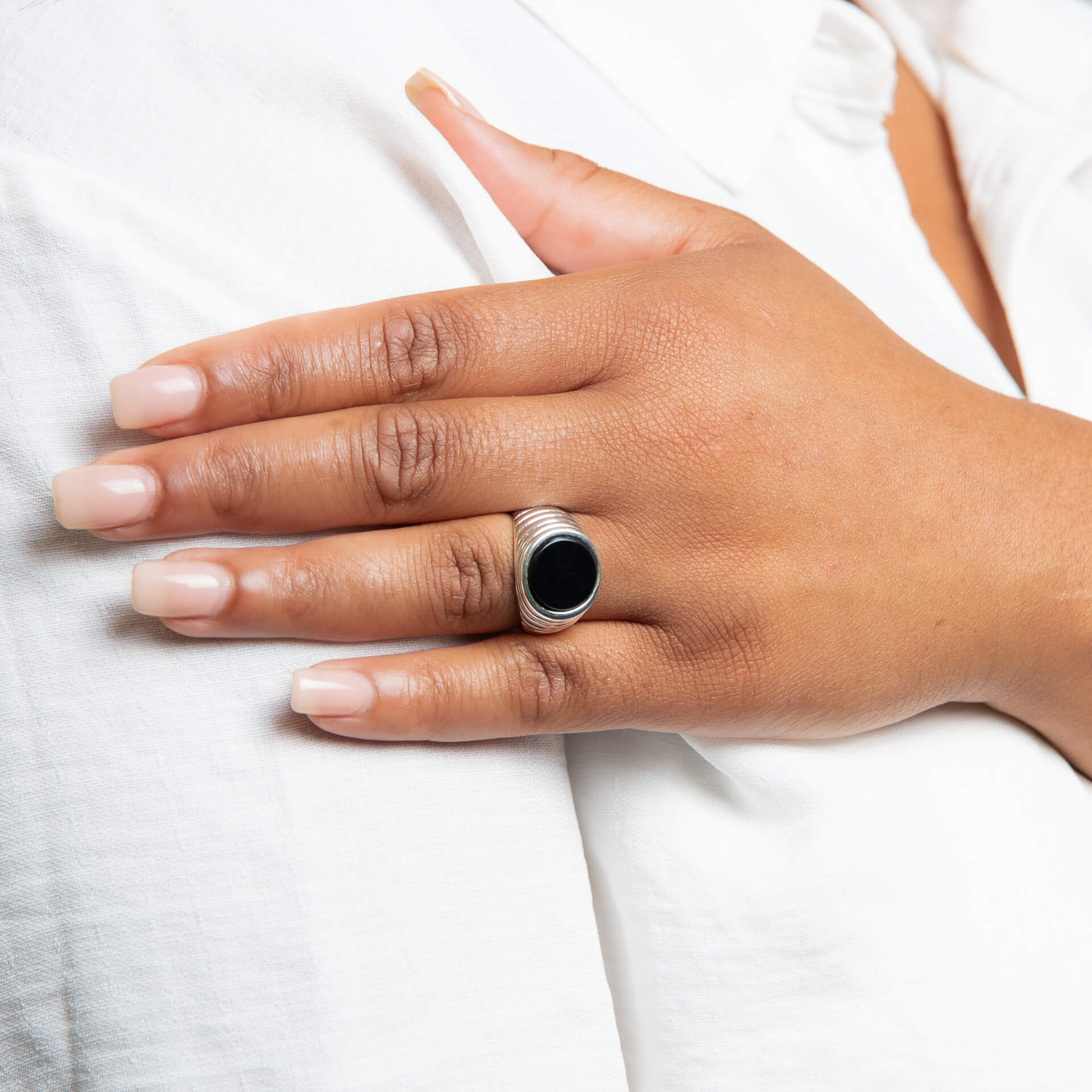 Gecko Jewellery Black Onyx Signet Ring – Recycled Sterling Silver
