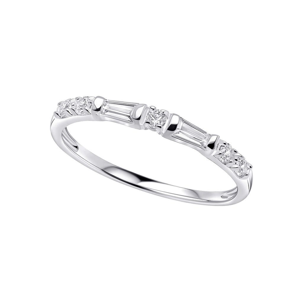 Gecko Jewellery Baguette Cut Half Eternity Ring in Sterling Silver