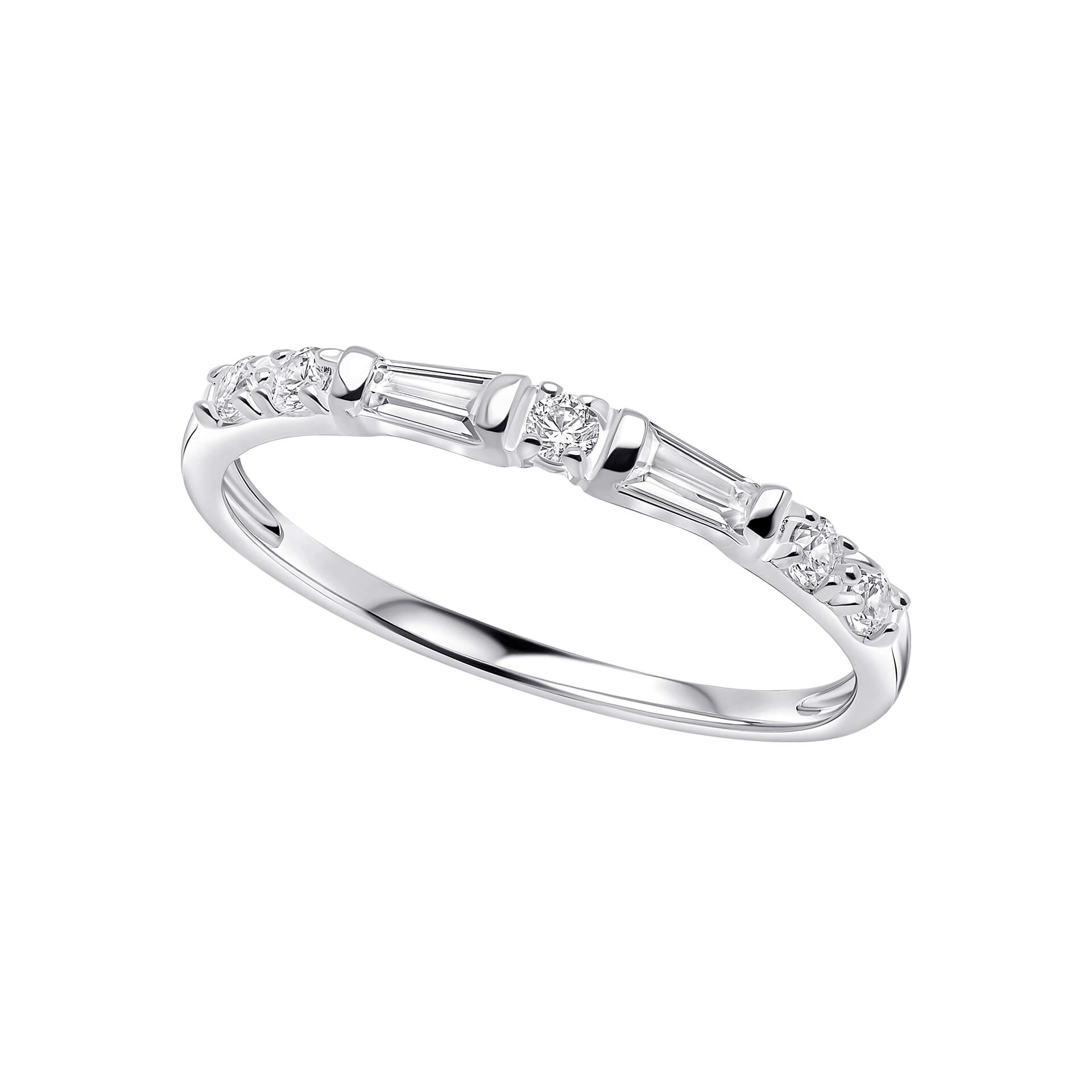 Gecko Jewellery Baguette Cut Half Eternity Ring in Sterling Silver
