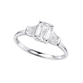 Gecko Jewellery Emerald & Baguette Cut Silver Trilogy Ring