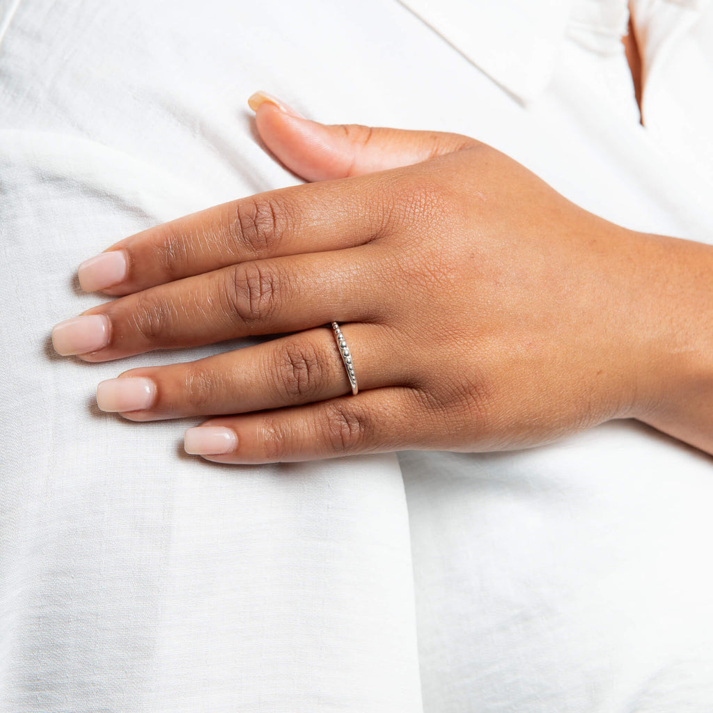 Graduated Bead Ring in Recycled Sterling Silver by Gecko Jewellery