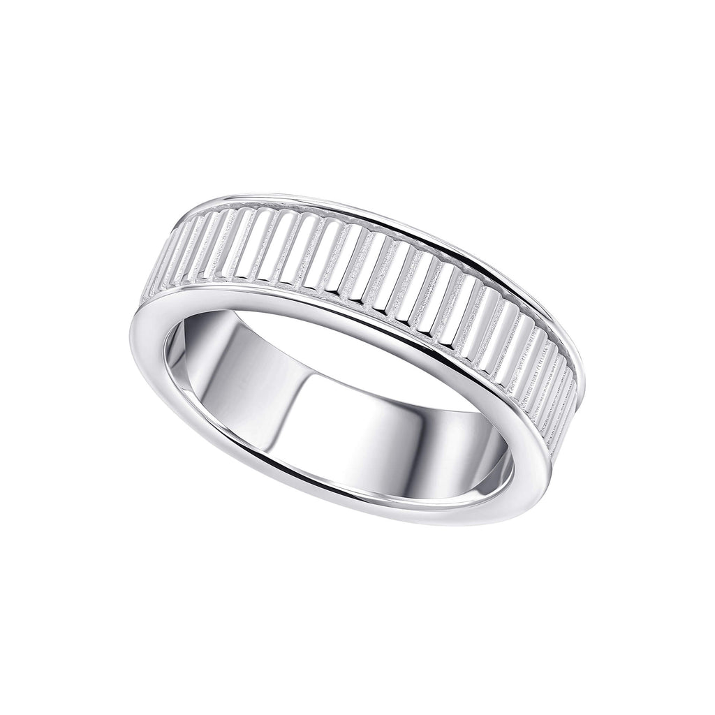 Gecko Jewellery Ridged Spinner Ring in Recycled Sterling Silver