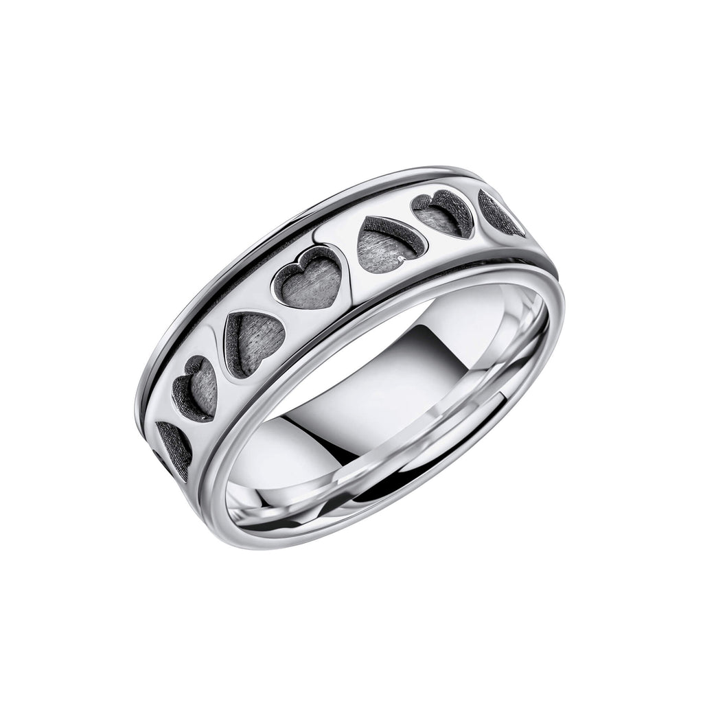 Gecko Jewellery Recycled Sterling Silver Heart Cut Out Spinner Ring