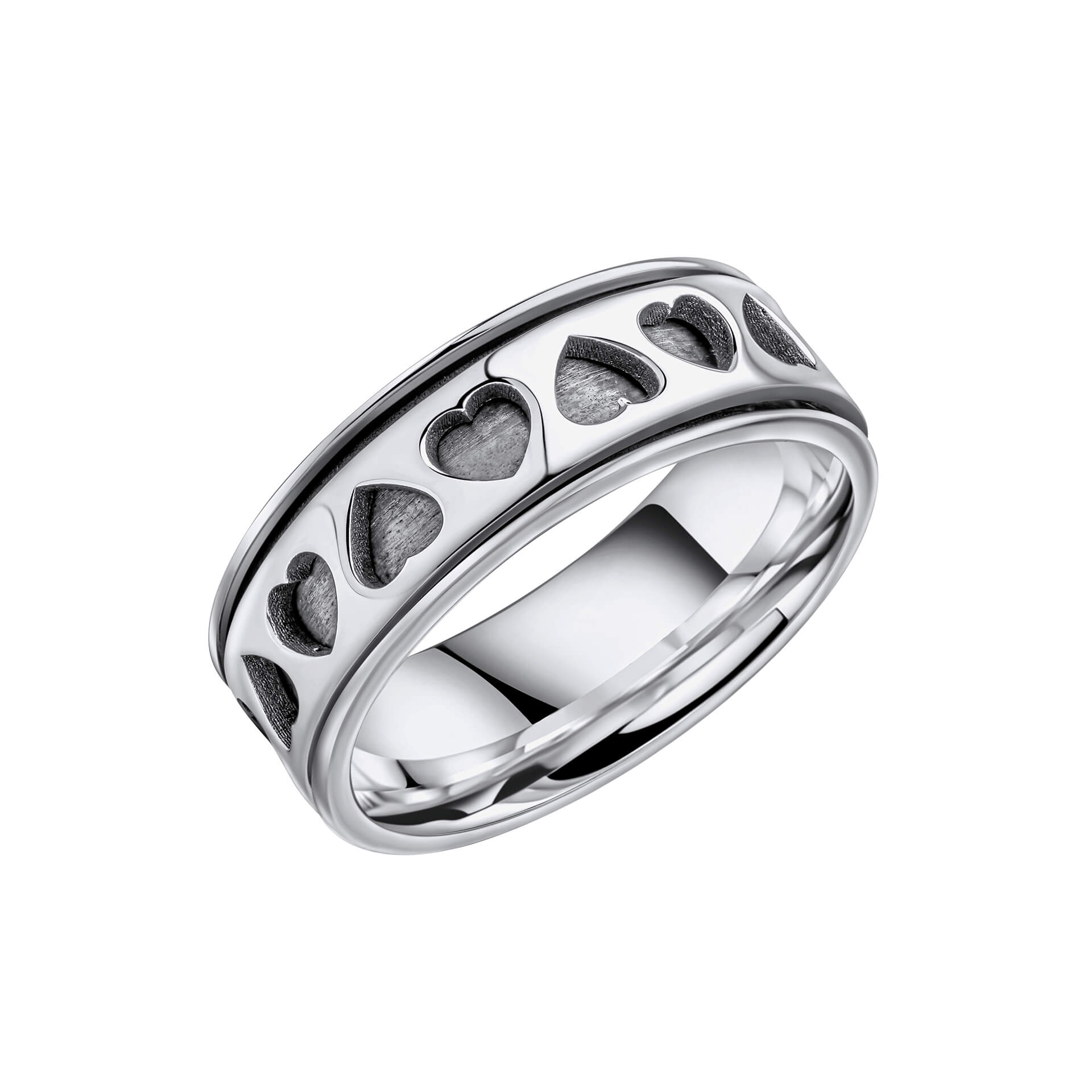 Gecko Jewellery Recycled Sterling Silver Heart Cut Out Spinner Ring