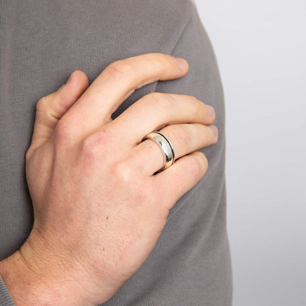 Gecko Jewellery Hammered Spinner Ring in Recycled Sterling Silver