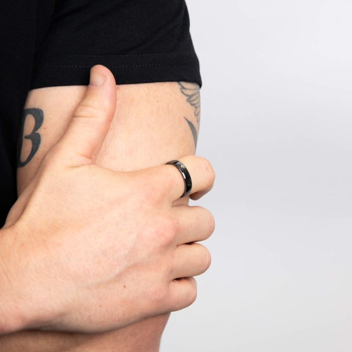 Gecko Jewellery Gunmetal Plated Recycled Sterling Silver Band Ring