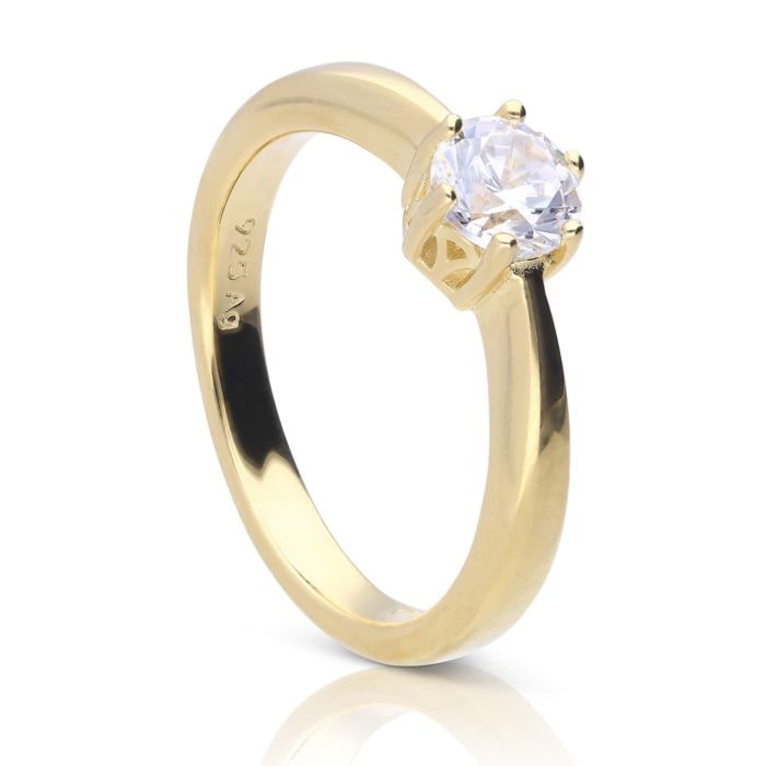 Diamonfire Six Claw Carat Ring | Sterling Silver Zirconia Solitaire