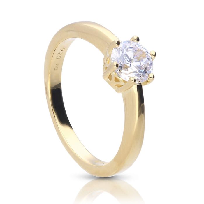 Diamonfire Six Claw Carat Ring | Sterling Silver Zirconia Solitaire