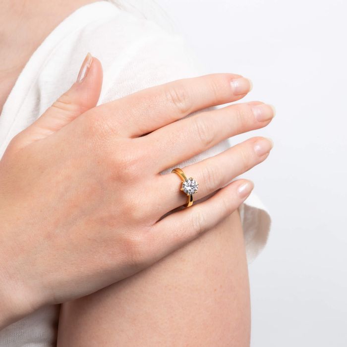 Diamonfire Six Claw Carat Ring | Sterling Silver Zirconia Solitaire