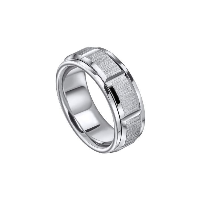 Gecko Jewellery Step Edge Stainless Steel Spinner Ring for Men