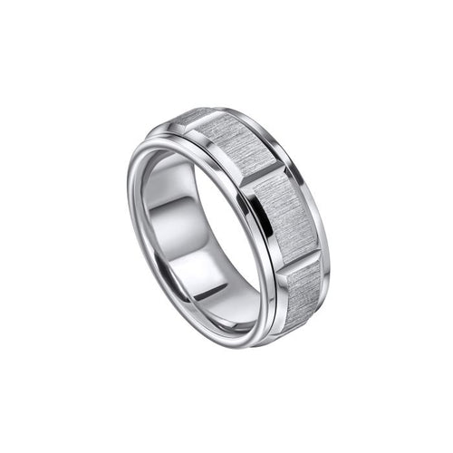 Gecko Jewellery Step Edge Stainless Steel Spinner Ring for Men
